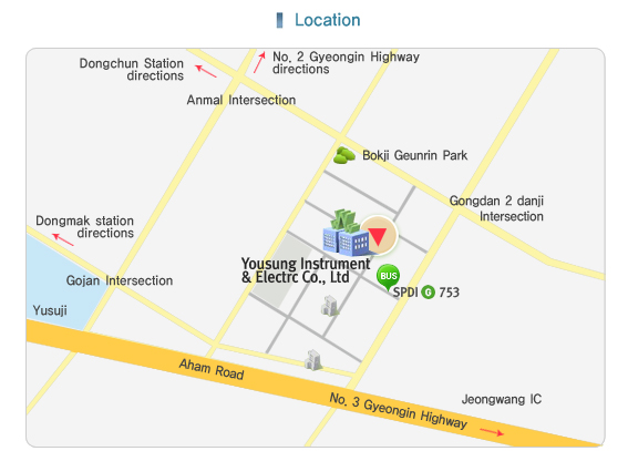 Yousung Factory, Dongchun Station directions, Anmal Intersection, Bokji Geunrin Park, Gongdan 2 danji Intersection, Yousung